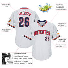 Load image into Gallery viewer, Custom White Navy-Red Authentic Throwback Rib-Knit Baseball Jersey Shirt