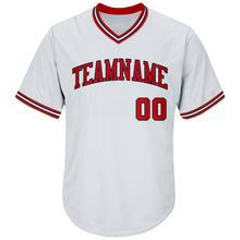 Load image into Gallery viewer, Custom White Red-Black Authentic Throwback Rib-Knit Baseball Jersey Shirt