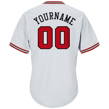 Load image into Gallery viewer, Custom White Red-Black Authentic Throwback Rib-Knit Baseball Jersey Shirt