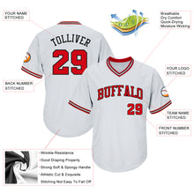 Load image into Gallery viewer, Custom White Red-Black Authentic Throwback Rib-Knit Baseball Jersey Shirt