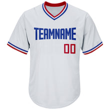 Load image into Gallery viewer, Custom White Red-Royal Authentic Throwback Rib-Knit Baseball Jersey Shirt