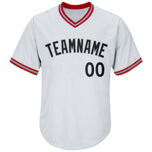 Load image into Gallery viewer, Custom White Black-Red Authentic Throwback Rib-Knit Baseball Jersey Shirt