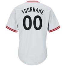 Load image into Gallery viewer, Custom White Black-Red Authentic Throwback Rib-Knit Baseball Jersey Shirt