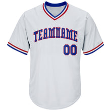 Load image into Gallery viewer, Custom White Royal-Red Authentic Throwback Rib-Knit Baseball Jersey Shirt