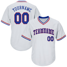 Load image into Gallery viewer, Custom White Royal-Red Authentic Throwback Rib-Knit Baseball Jersey Shirt