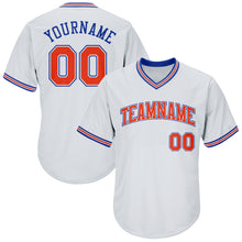 Load image into Gallery viewer, Custom White Orange-Royal Authentic Throwback Rib-Knit Baseball Jersey Shirt