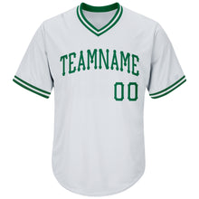 Load image into Gallery viewer, Custom White Kelly Green Authentic Throwback Rib-Knit Baseball Jersey Shirt