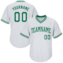 Load image into Gallery viewer, Custom White Kelly Green Authentic Throwback Rib-Knit Baseball Jersey Shirt