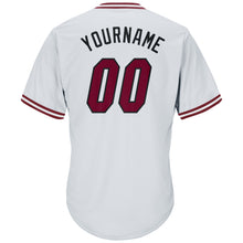 Load image into Gallery viewer, Custom White Maroon-Black Authentic Throwback Rib-Knit Baseball Jersey Shirt