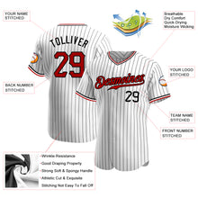 Load image into Gallery viewer, Custom White Black Strip Red-Black Authentic Baseball Jersey
