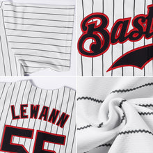 Load image into Gallery viewer, Custom White Black Strip Red-Black Authentic Baseball Jersey