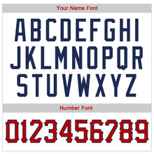 Load image into Gallery viewer, Custom White Navy Strip Red-Navy Authentic Baseball Jersey