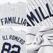 Load image into Gallery viewer, Custom White Navy Strip Red-Navy Authentic Baseball Jersey