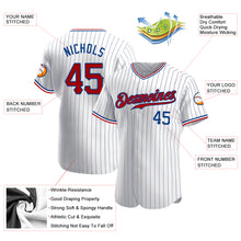 Load image into Gallery viewer, Custom White Royal Strip Red-Royal Authentic Baseball Jersey
