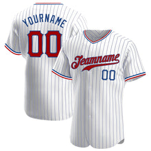 Load image into Gallery viewer, Custom White Royal Strip Red-Royal Authentic Baseball Jersey