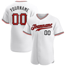 Load image into Gallery viewer, Custom White Red-Black Authentic Baseball Jersey