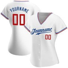 Load image into Gallery viewer, Custom White Red-Royal Authentic Baseball Jersey