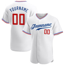 Load image into Gallery viewer, Custom White Red-Royal Authentic Baseball Jersey