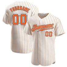 Load image into Gallery viewer, Custom White Orange Strip Orange-Black Authentic Baseball Jersey
