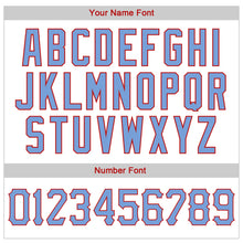 Load image into Gallery viewer, Custom White Light Blue Strip Light Blue-Red Authentic Baseball Jersey