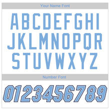 Load image into Gallery viewer, Custom White Light Blue Strip Light Blue-Navy Authentic Baseball Jersey