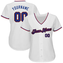 Load image into Gallery viewer, Custom White Royal-Red Authentic Baseball Jersey