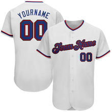 Load image into Gallery viewer, Custom White Royal-Red Authentic Baseball Jersey