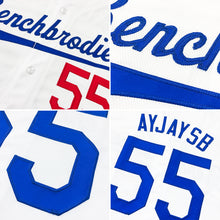 Load image into Gallery viewer, Custom White Royal-Old Gold Authentic Baseball Jersey
