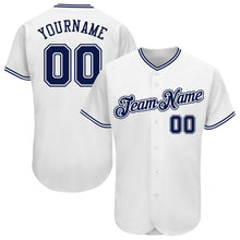 Load image into Gallery viewer, Custom White Navy Authentic Baseball Jersey
