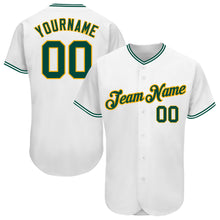 Load image into Gallery viewer, Custom White Green-Gold Authentic Baseball Jersey