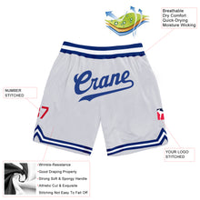 Load image into Gallery viewer, Custom White Royal-Red Authentic Throwback Basketball Shorts