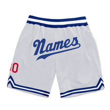 Load image into Gallery viewer, Custom White Royal-Red Authentic Throwback Basketball Shorts