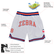 Load image into Gallery viewer, Custom White Orange-Royal Authentic Throwback Basketball Shorts