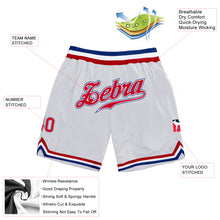 Load image into Gallery viewer, Custom White Red-Royal Authentic Throwback Basketball Shorts