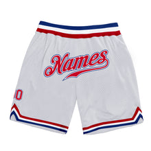 Load image into Gallery viewer, Custom White Red-Royal Authentic Throwback Basketball Shorts