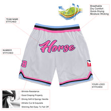 Load image into Gallery viewer, Custom White Pink-Light Blue Authentic Throwback Basketball Shorts