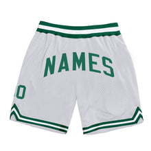 Load image into Gallery viewer, Custom White Kelly Green Authentic Throwback Basketball Shorts