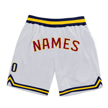 Load image into Gallery viewer, Custom White Maroon-Gold Authentic Throwback Basketball Shorts