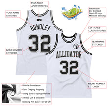 Load image into Gallery viewer, Custom White Black-Silver Gray Authentic Throwback Basketball Jersey