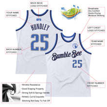 Load image into Gallery viewer, Custom White Blue-Navy Authentic Throwback Basketball Jersey