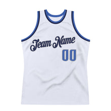 Load image into Gallery viewer, Custom White Blue-Navy Authentic Throwback Basketball Jersey