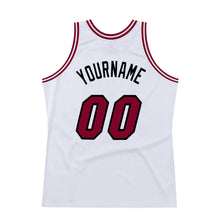 Load image into Gallery viewer, Custom White Maroon-Black Authentic Throwback Basketball Jersey