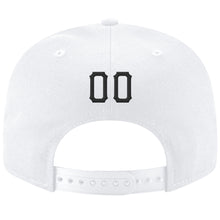 Load image into Gallery viewer, Custom White Black-Gold Stitched Adjustable Snapback Hat