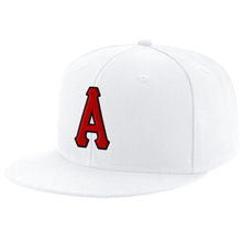 Load image into Gallery viewer, Custom White Red-Black Stitched Adjustable Snapback Hat
