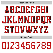 Load image into Gallery viewer, Custom White Red-Black Stitched Adjustable Snapback Hat