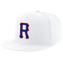 Load image into Gallery viewer, Custom White Royal-Red Stitched Adjustable Snapback Hat
