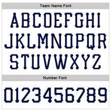 Load image into Gallery viewer, Custom White Navy Stitched Adjustable Snapback Hat