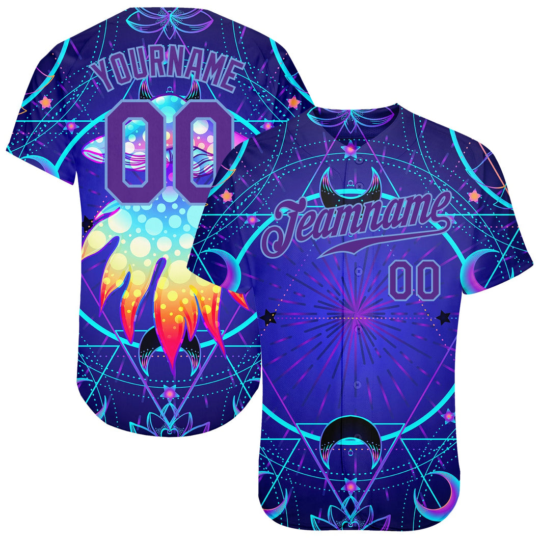 Custom 3D Pattern Design Magic Mushrooms Over Sacred Geometry Psychedelic Hallucination Authentic Baseball Jersey