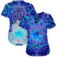 Load image into Gallery viewer, Custom 3D Pattern Design Magic Girl Sitting And Meditation In Lotus Position Over Geometry Psychedelic Hallucination Authentic Baseball Jersey
