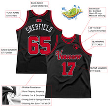 Load image into Gallery viewer, Custom Black Red-White Authentic Throwback Basketball Jersey
